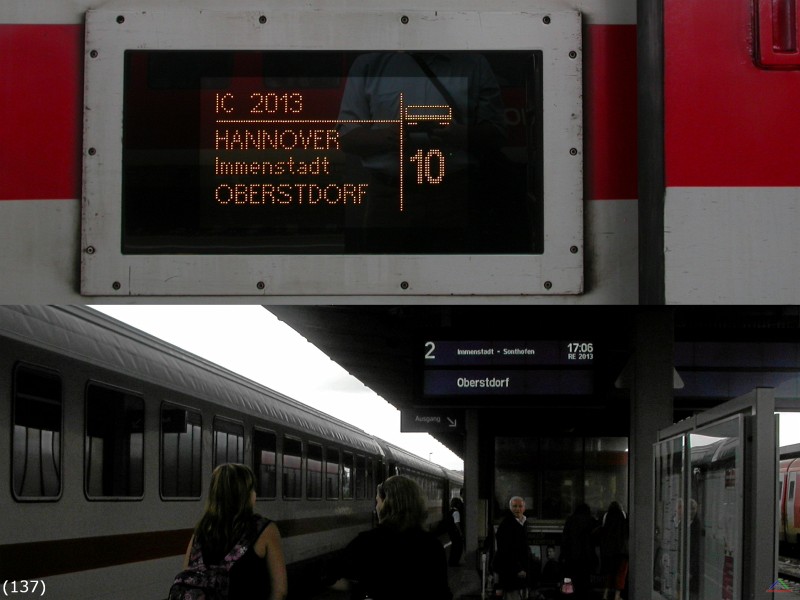 Bahn 137.jpg - Kurios: in Ulm wird der IC 2013 ALLGÄU zum RE 2013 bis zum Ziel in Oberstdorf.